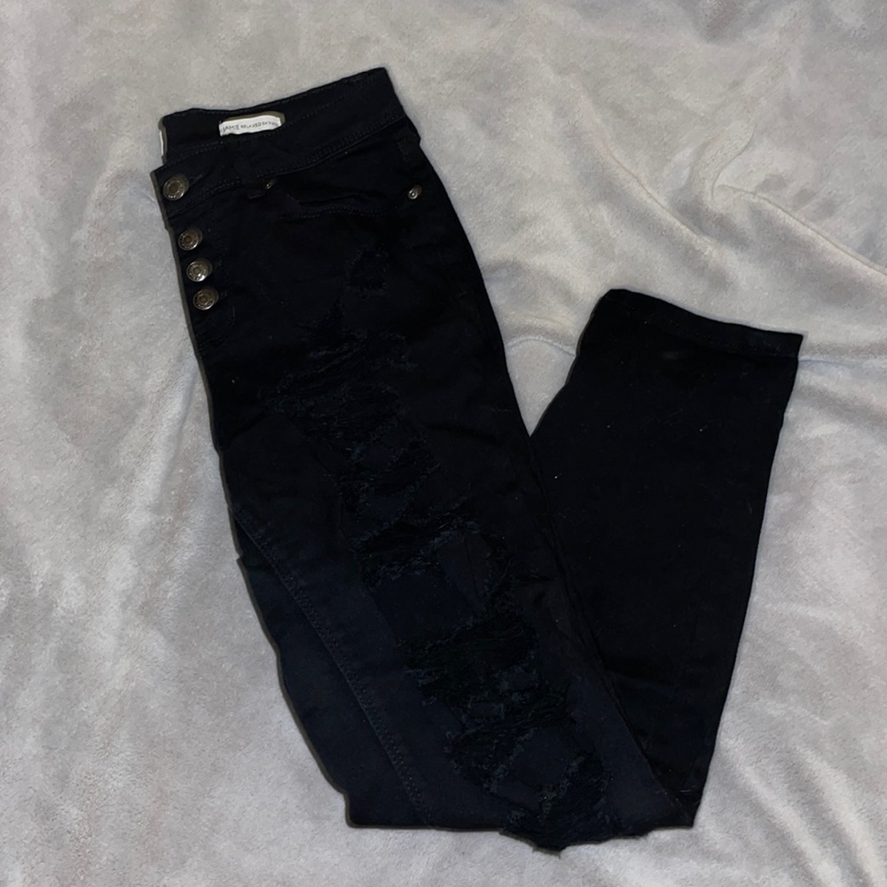 Black Daisy - Jamie Relaxed Black Distressed Skinny Jeans